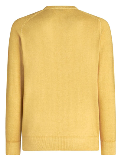 Shop Etro Embroidered-logo Virgin-wool Jumper In Yellow