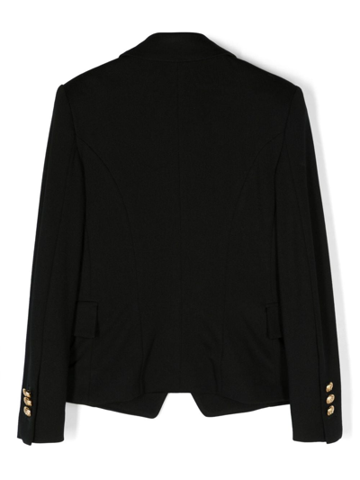Balmain Double-breasted Blazer With Embossed Buttons In Black