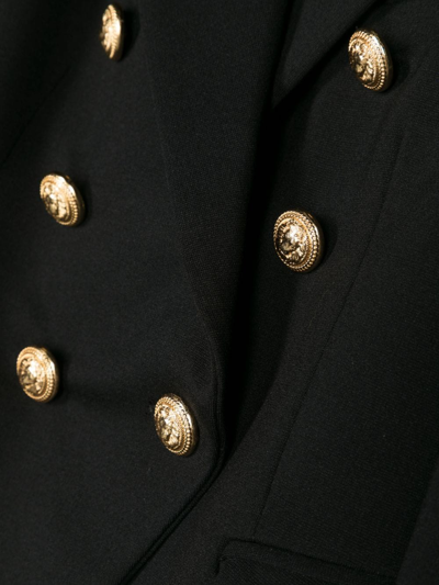 Balmain Double-breasted Blazer With Embossed Buttons In Black