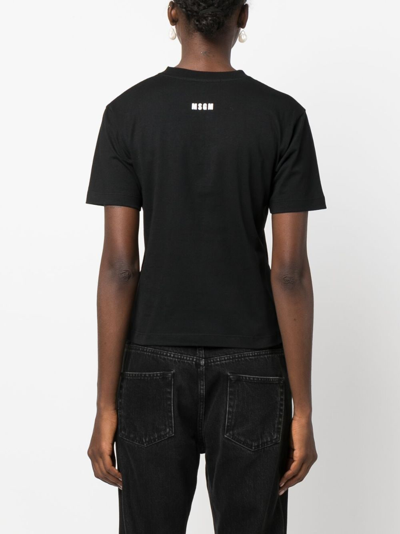 Shop Msgm Logo-print Cotton T-shirt In Black