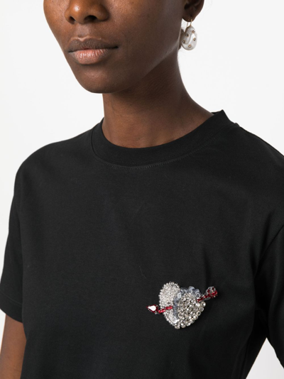 Shop Msgm Logo-print Cotton T-shirt In Black