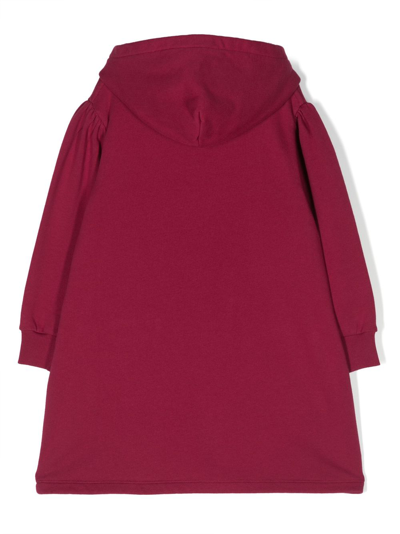 Shop There Was One Logo-print Hooded Fleece Dress In Red