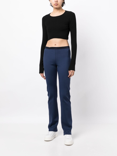 Shop Ralph Lauren Logo-waistband Low-rise Track Pants In Blue