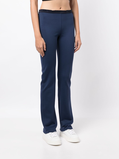 Shop Ralph Lauren Logo-waistband Low-rise Track Pants In Blue