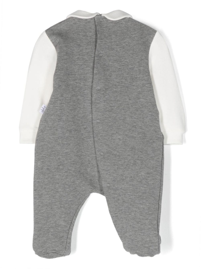 Shop Il Gufo Embroidered-motif Cotton Babygrow In Grey