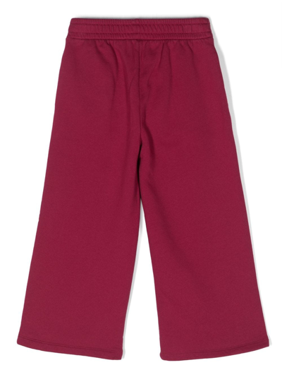 Shop There Was One Logo-embroidered Wide-leg Track Pants In Red