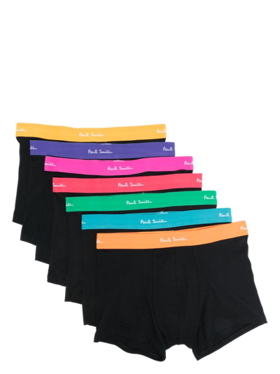Shop Paul Smith Logo-waistband Organic Cotton Boxers (pack Of Seven) In Black