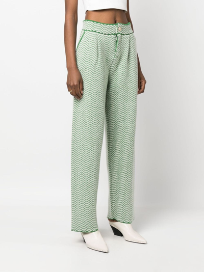 Shop Barrie Chevron-knit Pleated Trousers In Green