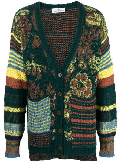 Shop Vivienne Westwood Blurry Crochet-knit Cardigan In Green