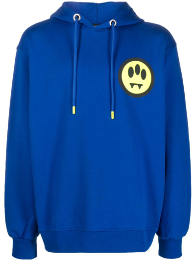 Shop Barrow Logo-print Cotton Hoodie In Blue