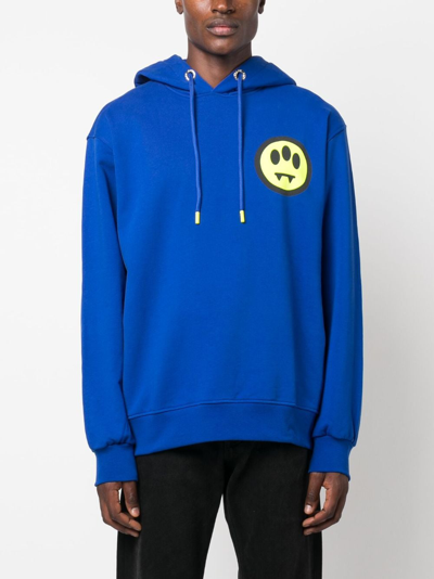 Shop Barrow Logo-print Cotton Hoodie In Blue