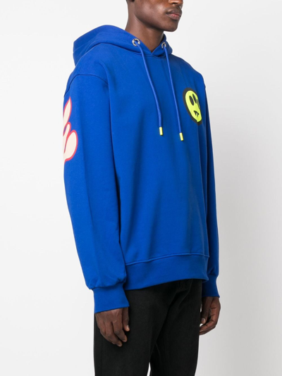 Shop Barrow Logo-print Cotton Hoodie In Blue