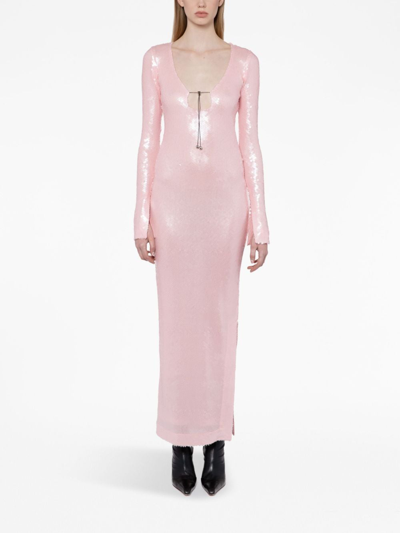 16arlington Solaria Sequined Stretch-tulle Maxi Dress In Pink