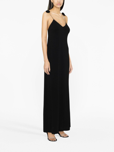 Shop Magda Butrym Rose-appliqué Maxi Dress In Black