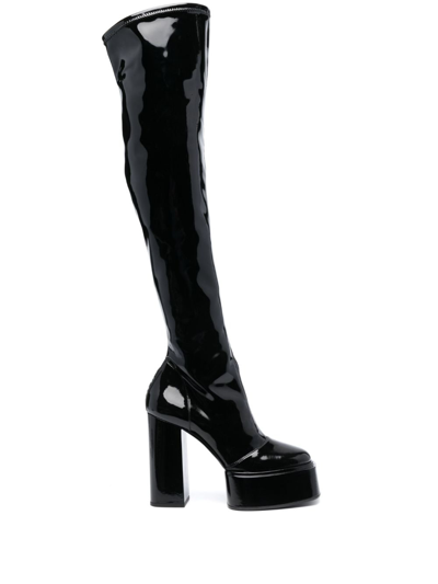 Shop 3juin Adele 120mm Platform Leather Boots In Black