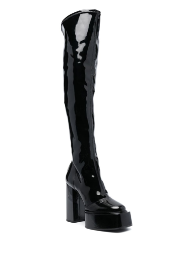 Shop 3juin Adele 120mm Platform Leather Boots In Black