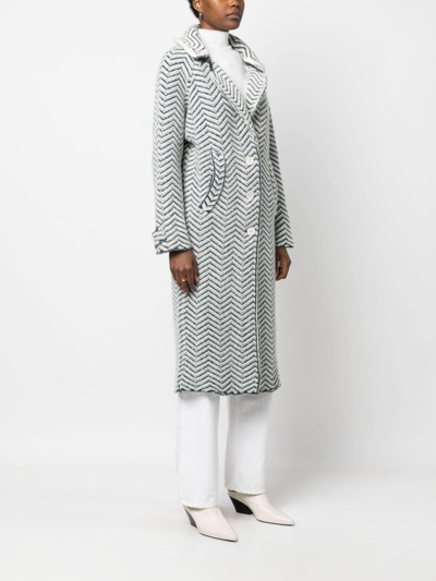 Shop Barrie Chevron-knit Cashmere-blend Coat In White