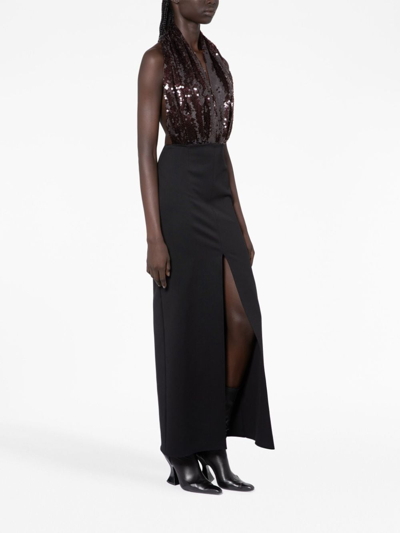 Shop 16arlington Sequin-embellished Halterneck Dress In Brown