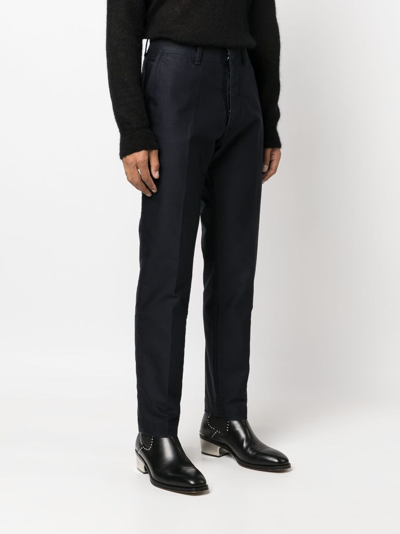 Shop Tom Ford Straight-leg Cotton Chino Trousers In Blue