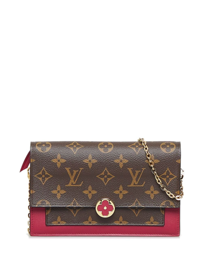 Pre-owned Louis Vuitton 2019 Flore Wallet-on-chain In Brown