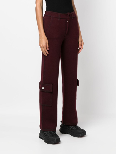 Shop Barrie Fine-knit Denim-effect Cargo Trousers In Red