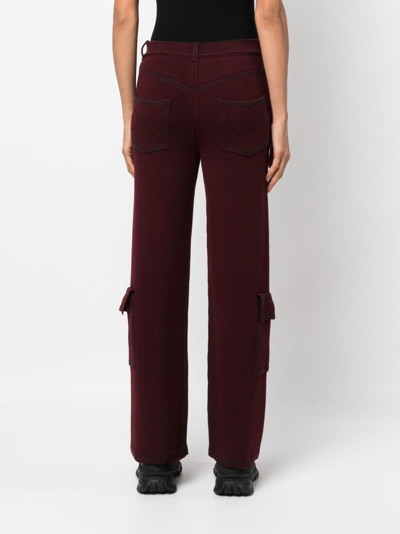 Shop Barrie Fine-knit Denim-effect Cargo Trousers In Red