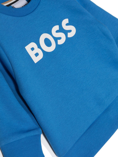 Shop Bosswear Logo-print Cotton Sweatshirt In Blue