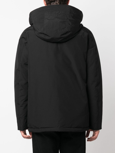 Woolrich Classic Hooded Coat With Front Button Closure In Black