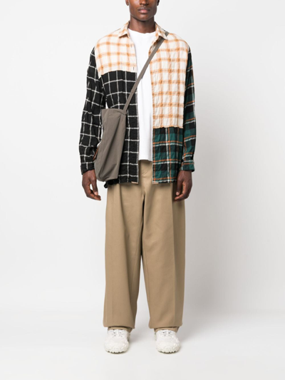 Shop Maison Margiela X Pendleton Yoke-checked Trousers In Brown