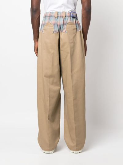 Maison Margiela X Pendleton Yoke-checked Trousers In Brown