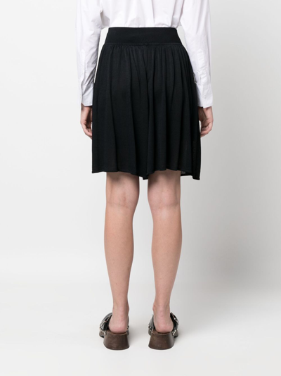 Tory Burch Viscose Shorts With Elastic Waistband And Pleated Design In Black