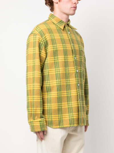 Shop Marni Plaid-check Pattern Flannel Shirt In Green