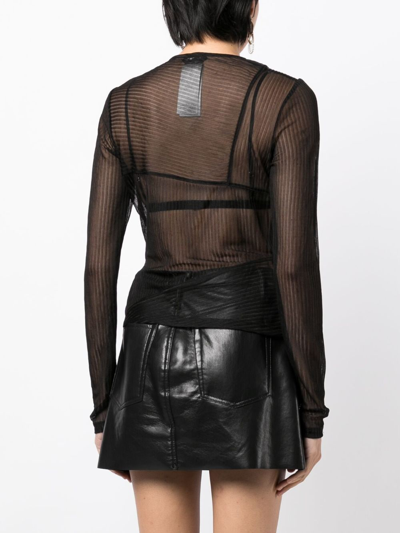 Shop Tom Ford Sheer Ribbed Long-sleeve Jersey Top In Black