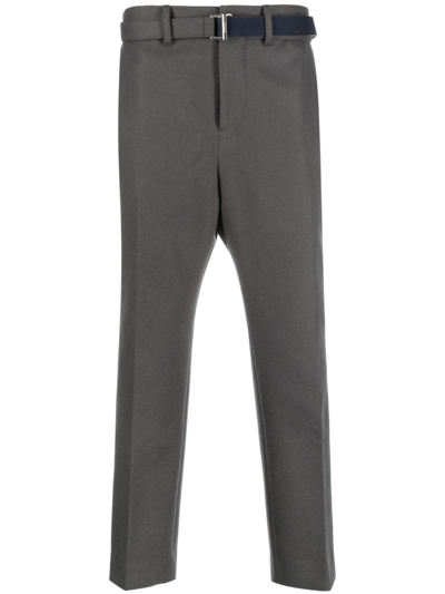 Shop Sacai Wool Tailored Cropped Trousers In Grey