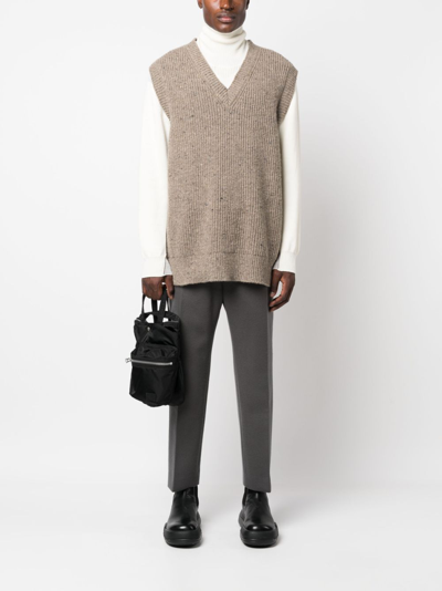Sacai Wool Tailored Cropped Trousers In Grey