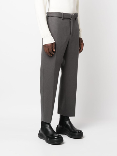 Sacai Wool Tailored Cropped Trousers In Grey