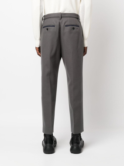 Sacai Wool Tailored Cropped Trousers In Grey
