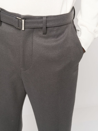 Sacai Wool Tailored Cropped Trousers In Grey