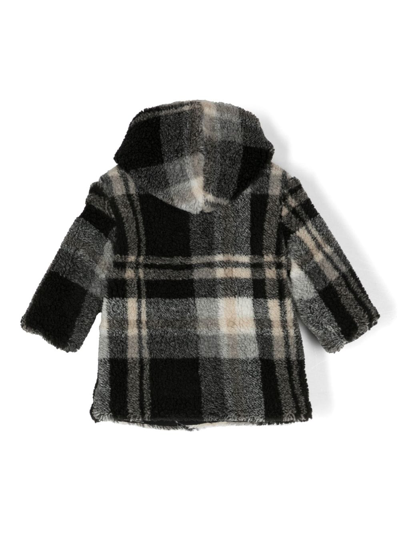 Shop Il Gufo Check-pattern Fleece-texture Coat In Black