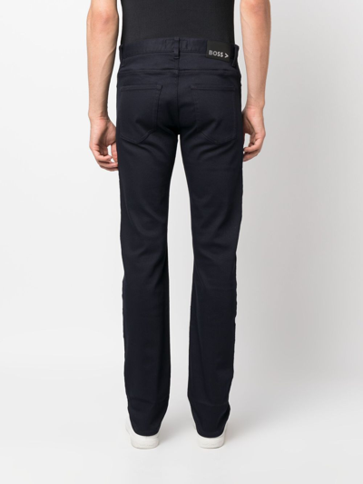 Shop Hugo Boss Mid-rise Tapered-leg Trousers In Blue