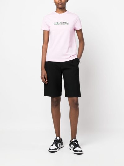 Shop Karl Lagerfeld Logo-print Organic-cotton T-shirt In Pink