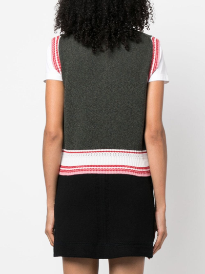 Barrie Stripe-detail Sleeveless Cashmere Vest In Green