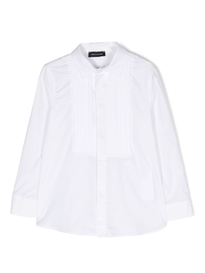 Shop Monnalisa Pintuck-detail Cotton Shirt In White