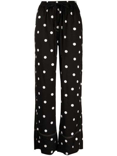 Shop Lee Mathews Olive Polka Dot-print Trousers In Black