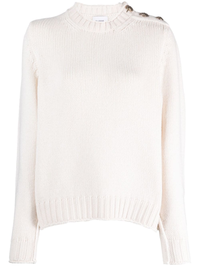 Shop Barrie Button-detail Cashmere Jumper In Neutrals