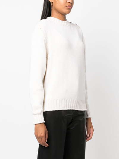 Shop Barrie Button-detail Cashmere Jumper In Neutrals