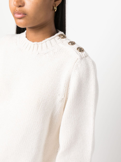 Shop Barrie Button-detail Cashmere Jumper In Neutrals