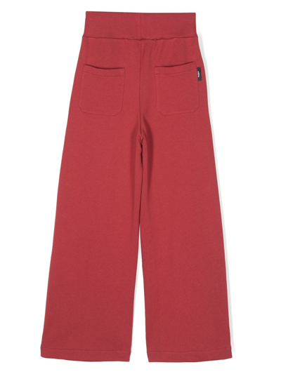 Shop Balmain Decorative-buttons Wide-leg Cotton Trousers In Red