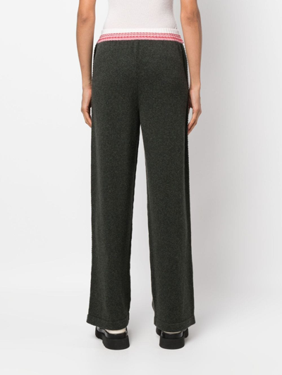 Barrie Elasticated Ribbed-knit Track Pants In Green
