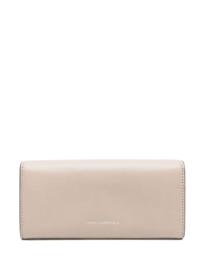 Shop Karl Lagerfeld Recycled Polyester-blend Logo-plaque Wallet In Brown